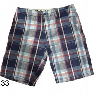 OLD NAVY Mens Flat Front Plaid Longer Length Shorts Sz 33